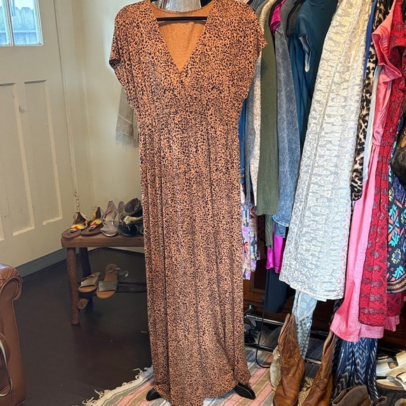 Amazon Essentials Dresses & Skirts - Leopard Print V-Neck Maxi Dress